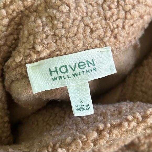 Haven Well Within Funnel Neck Pullover Teddy Sweater in Camel Sz S - Picture 7 of 8